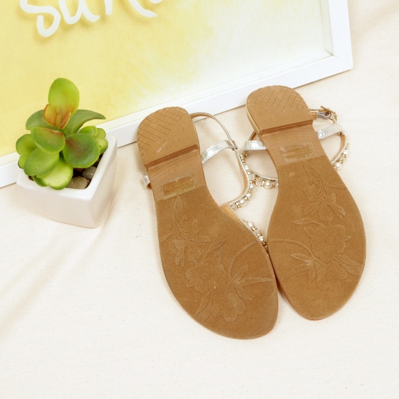 Tan Jewel Rhinestone Summer Thong Sandal Mia-01 - Picture 3 of 3